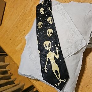 Vintage Green Alien Martian Neck Tie